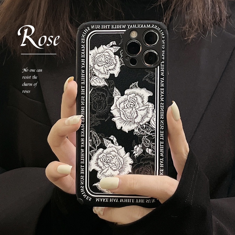 Case Bahan Kulit Motif Mawar Gaya Vintage Untuk Iphone 7 8 PLUS X XR XS 11 12 13 14 MINI PRO MAX SE 2020