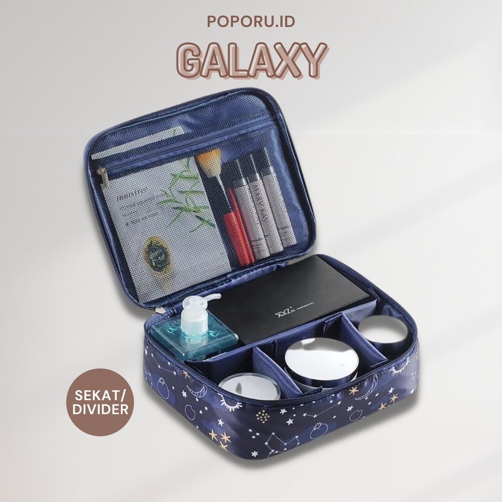 POPORU GALAXY &amp; SAKURA Multifunction Pouch - Tas Makeup Tempat Toiletries