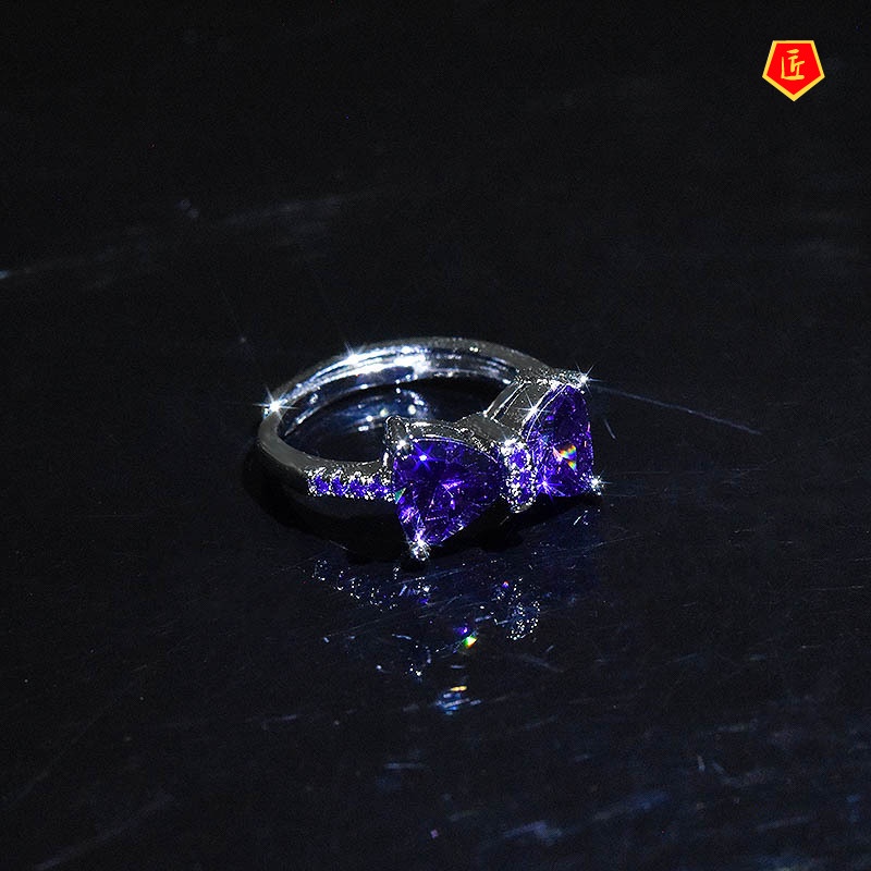 [Ready Stock]High-Grade Amethyst Butterfly Ring Female Fashion Personality