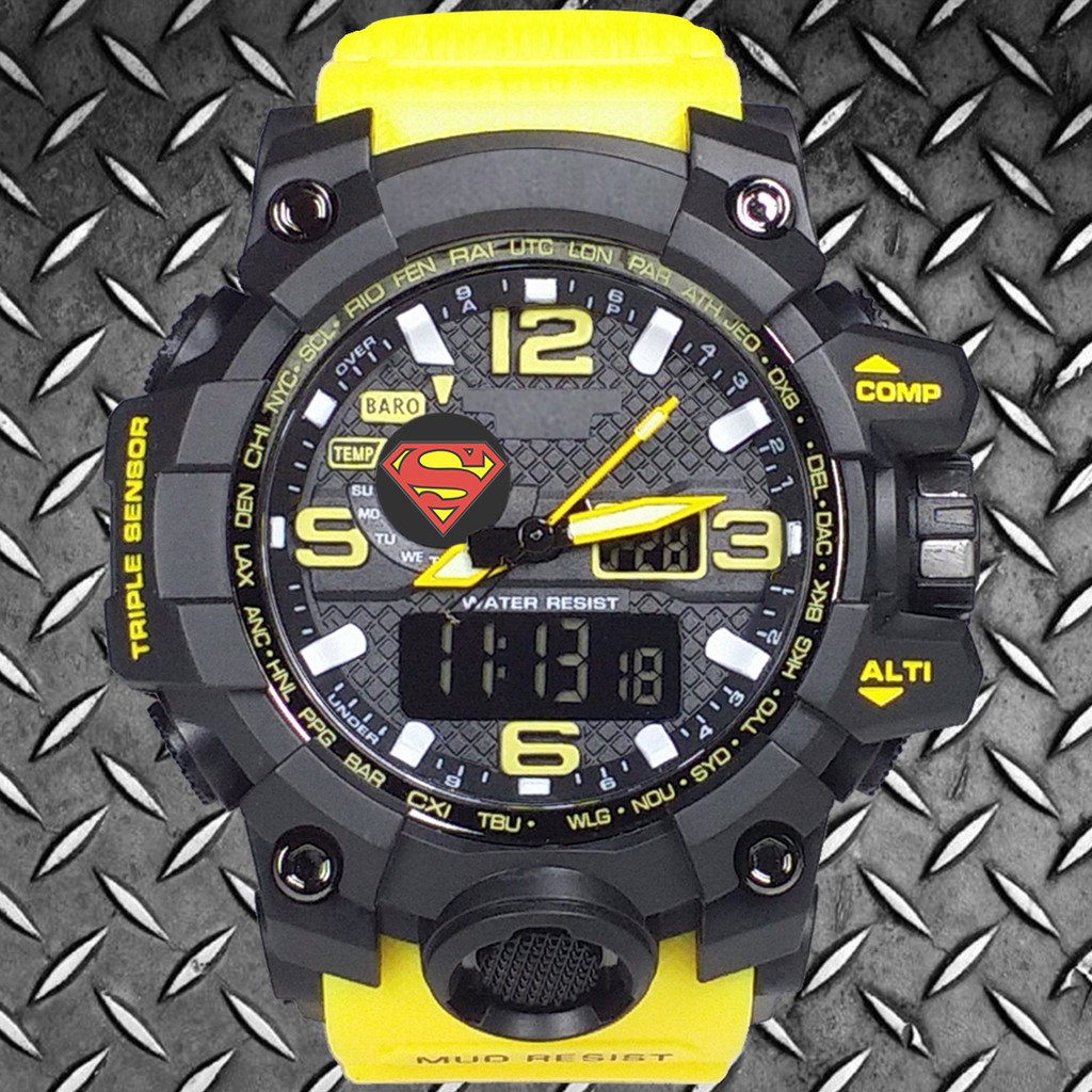 (Istimewa Bossque) Jam SUPERMAN Double Time Tali Kuning (Exclusive)