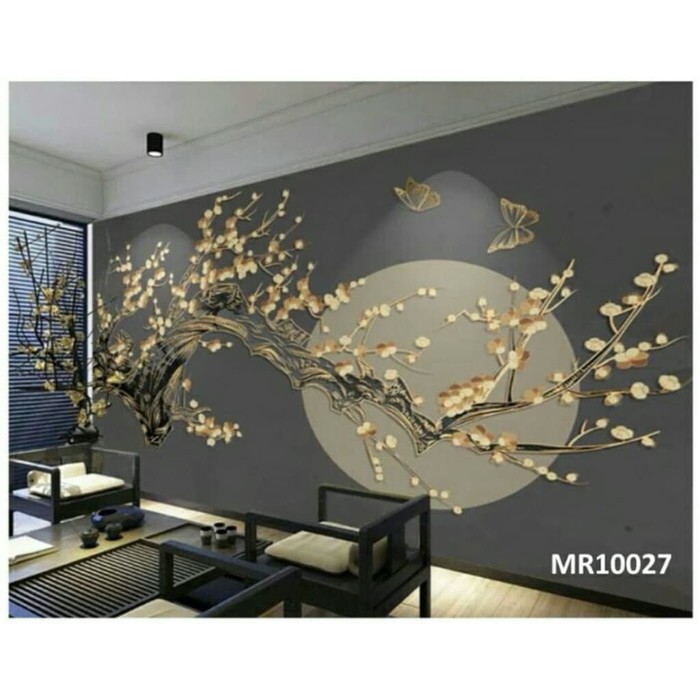 Wallpaper Dinding Photowall Motif Pohon Bunga 3D