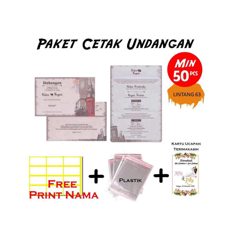 Paket Cetak Undangan Pernikahan LINTANG 63