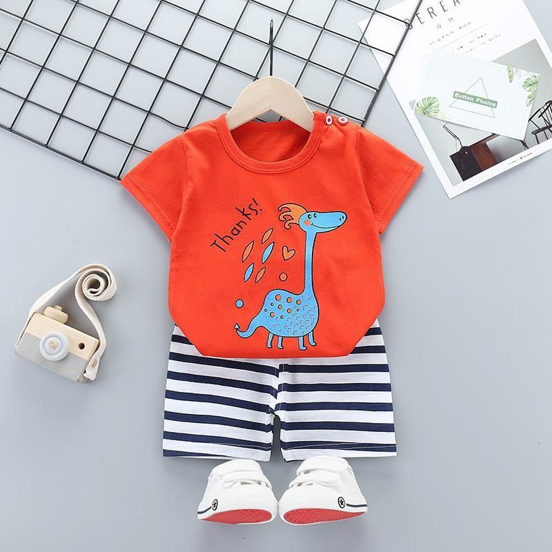 LittleAaron KIDS SUIT PENDEK Setelan Anak Bahan Kaos Lengan + Celana Berkualitas Import 0-3 Tahun ebv