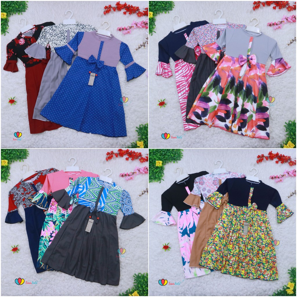 Gamis Farissa 3-4 Tahun / Baju Anak Muslim Long Dress Panjang Ngaji Murah Anak Perempuan Syar’i