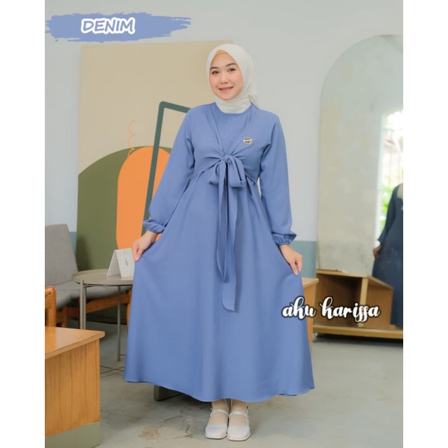 Dress  AKU KARISSA Khanisa/ Midi Haziqa / Gamis ARSYILA itycrepe dan cringkel terbaru polos model trendy