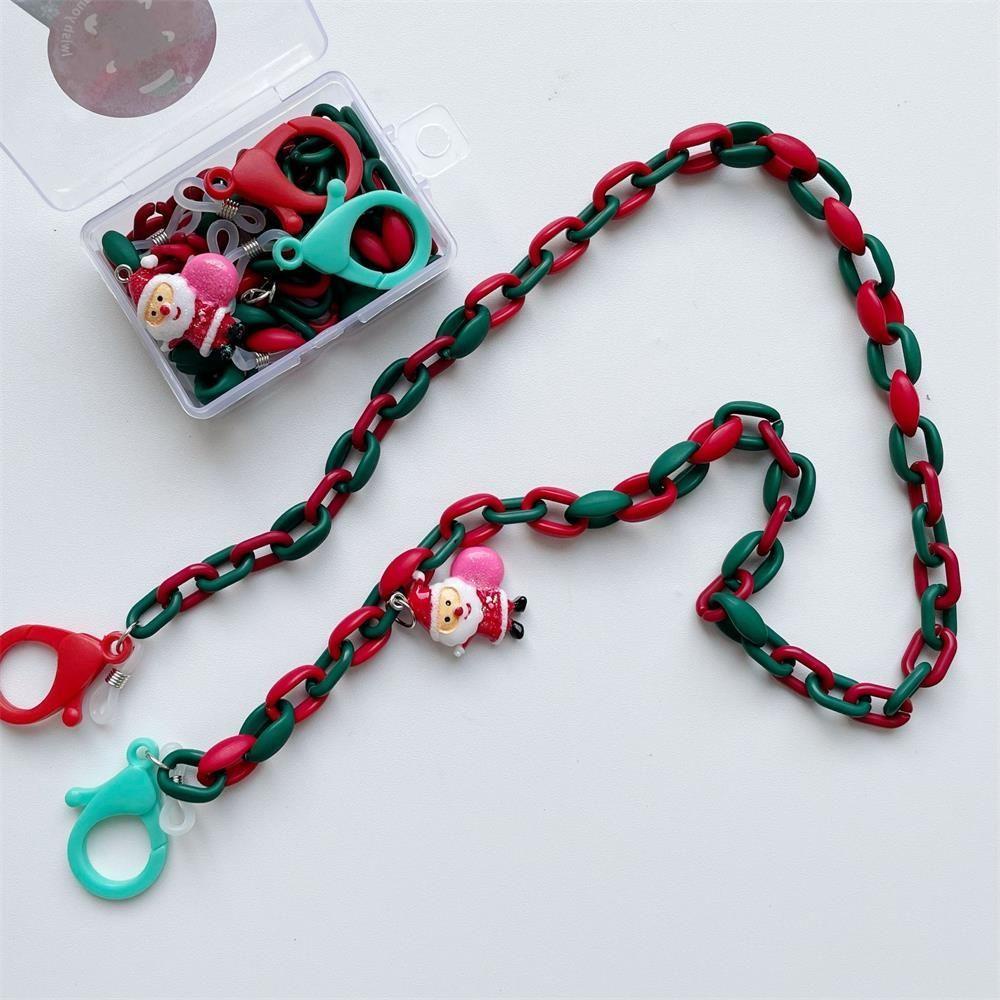 R-flower DIY Bahan Non-slip Fashion Santa Claus Kacamata Kalung Pola Natal Tali Leher Neckband Kacamata Lanyard