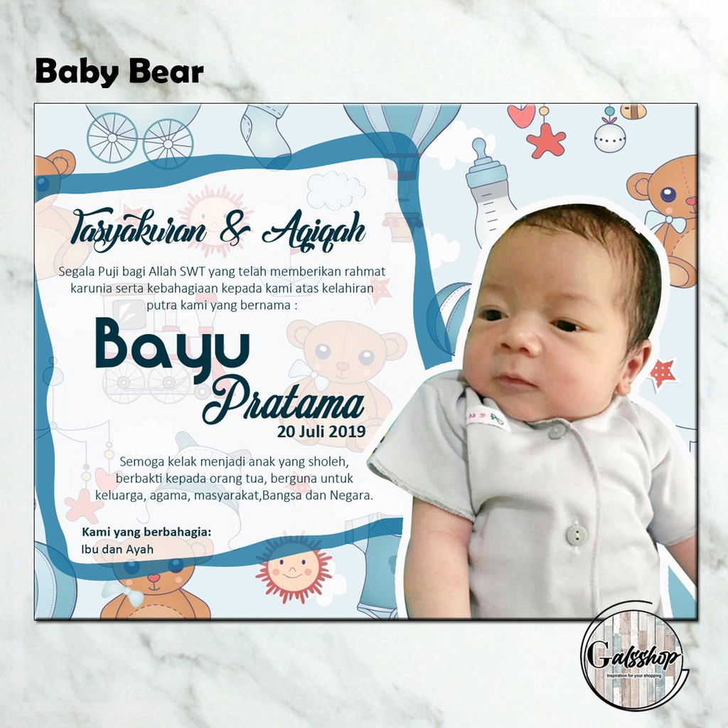 

Kartu Aqiqah / Tasyakuran Card / Stiker Aqiqah Baby Bear