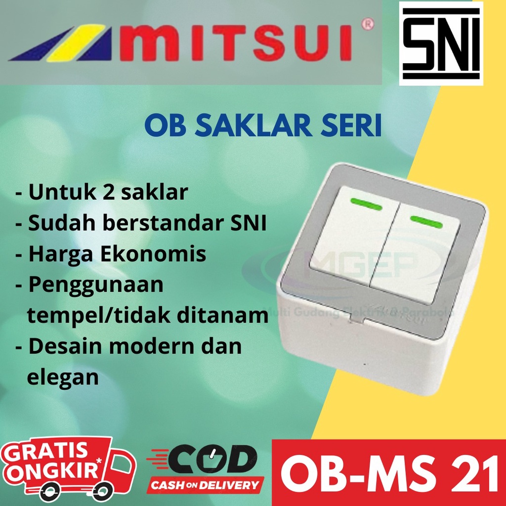 Mitsui Saklar Seri Helios OB MS 21 Saklar Ganda Double model Segi SNI