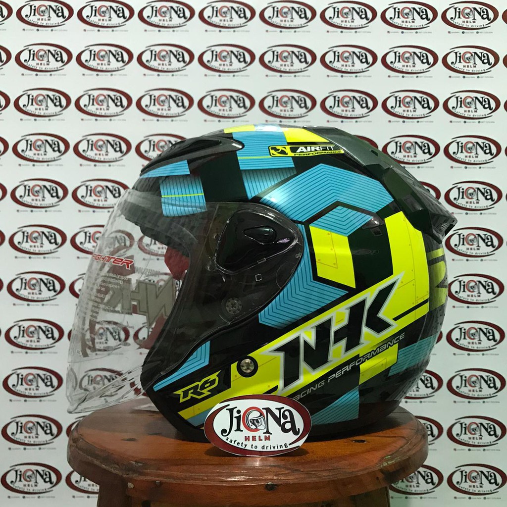 HELM NHK R6 CUBE BLACK BLUE YELLOW NHK R-6 MOTIF CUBE BLACK BLUE YELLOW
