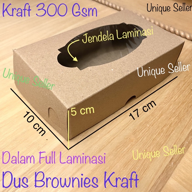 Dus Kotak Box Brownies 17x10x5 KRAFT Jendela FULL Laminasi 300 Gram / Dus Box Kotak Kue Roti Snack 17x10 x 5 KRAFT WINDOW 300 Gsm / Dus Kotak Box Hampers 17 x 10 x 5 Kraft