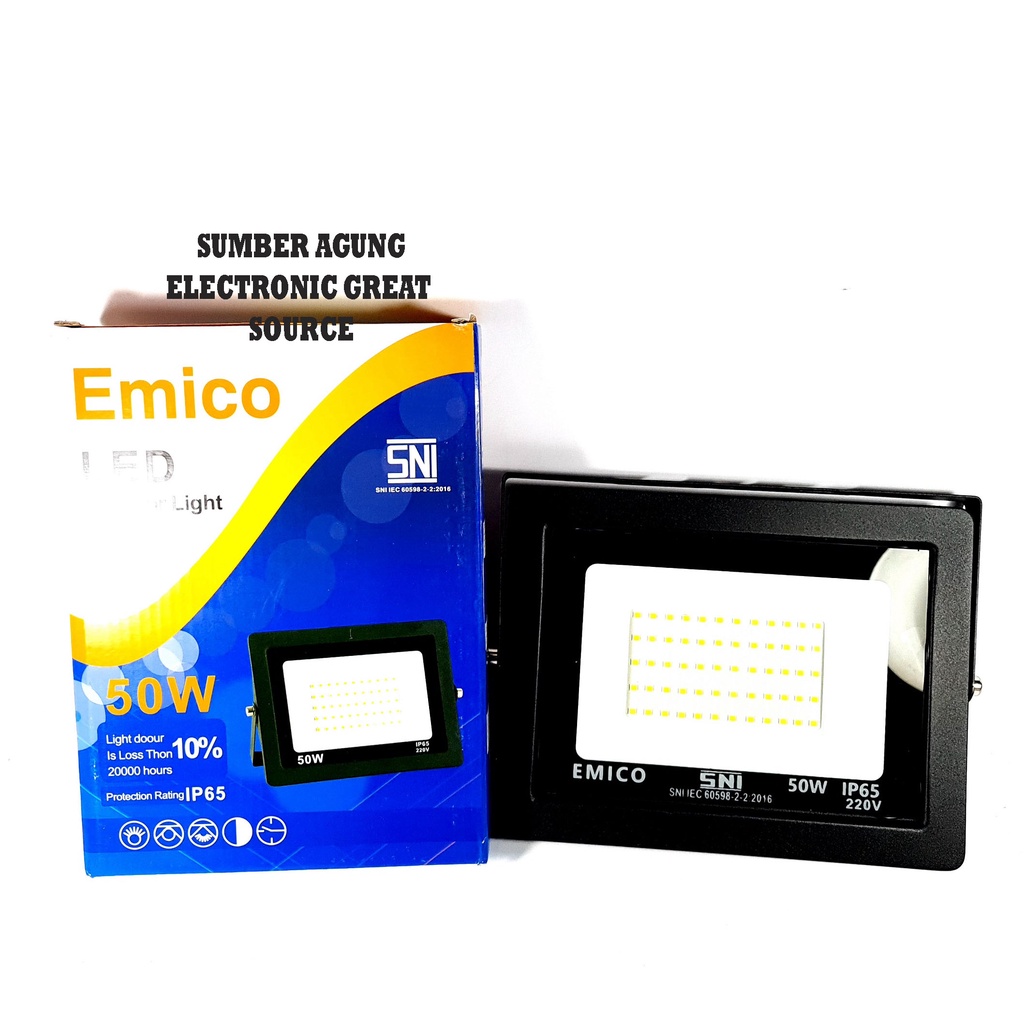 Emico Kap Sorot 50W IP65 220V Cahaya Putih Outdoor Indoor 4500LM White