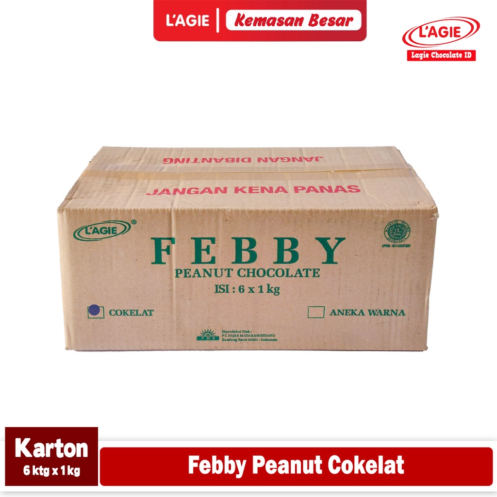

COKELAT LAGIE FEBBY PEANUT CHOCOLATE 1 KARTON ISI 6 KANTONG