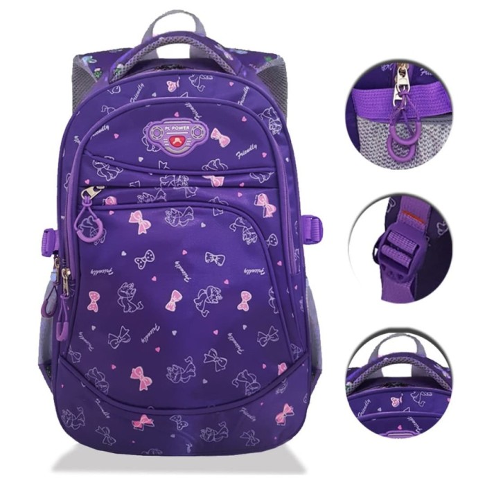 NEW Tas Anak Perempuan PL POWER tas Anak Impor Tas Anak Sekolah warna Ungu