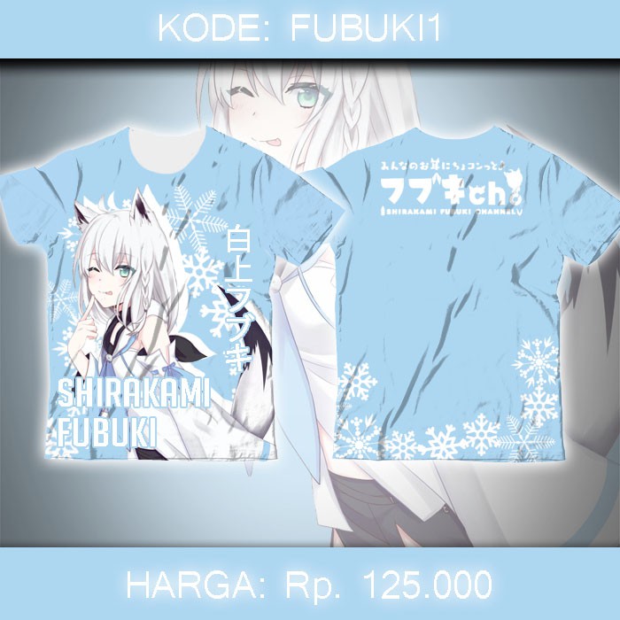 Baju Kaos Fullprint Virtual Youtuber Hololive - Shirakami Fubuki Holo Live wiburecommended
