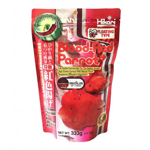 Pelerlt ikan lohan louhan dan perot hikari red blood parrot + size medium  original