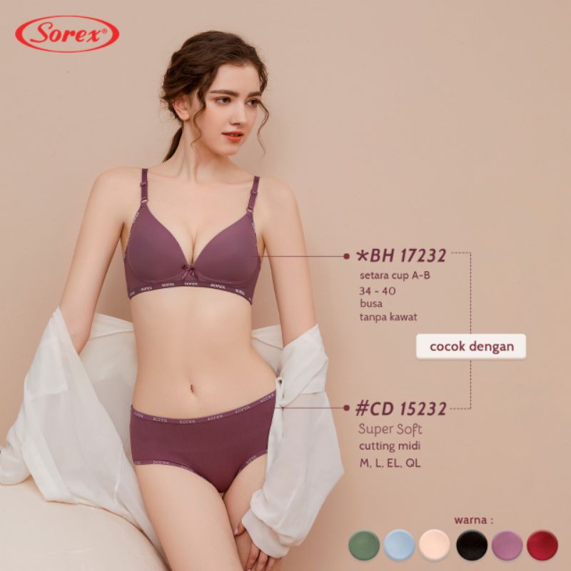 Sorex BH 17232 busa tanpa kawat kait 2 cup B casual style bra 34-40