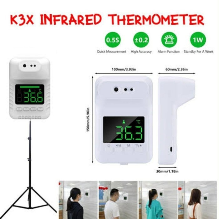 THERMOMETER K3X Infrared Thermometer automatic Forehead Non contact + TRIPOD 2.1