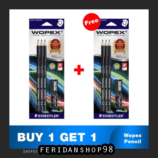 

FS1340 PENSIL STAEDTLER WOPEX 2B ATK BLACK - SET 3 BY FERIDANSHOP98