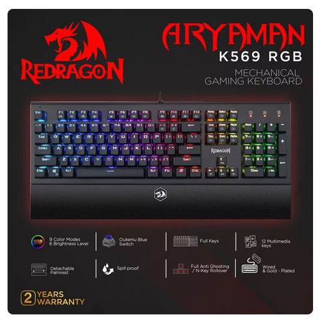 Redragon K569RGB Keyboard Mekanik Gaming RGB Full-Size Hitam