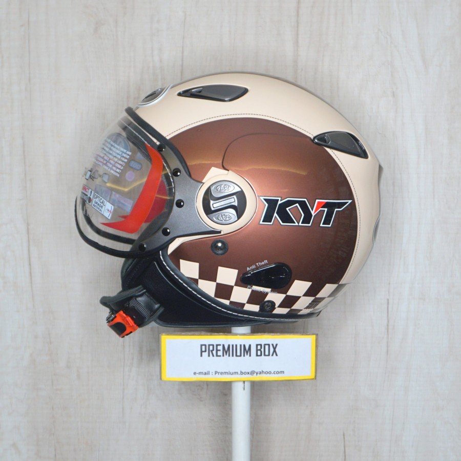 KYT ELSICO #2 - Cream Brown | Ongkir Hanya 2Kg | Helm Half Face | Kyt Half Face