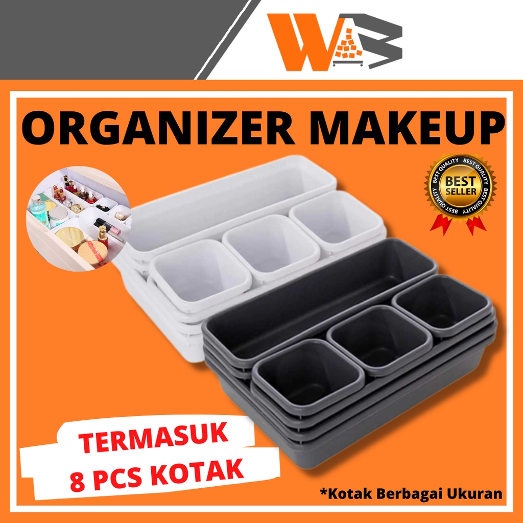 COD Kotak Tempat Penyimpanan Sekat Laci Storage Organizer Box Make Up Kosmetik Serbaguna 8 Pcs E05