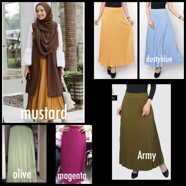 Rok plisket murah polos rempel muslimah skirt sale