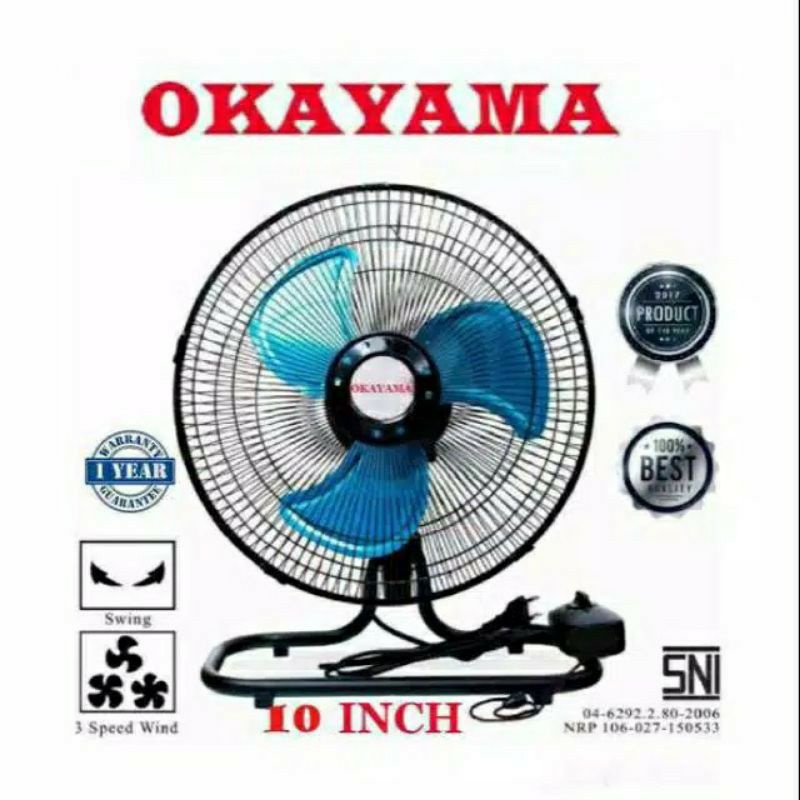 Okayama , 1030 , 1230 , kipas angin , , meja dan dinding , besi 2 fungsi 12 inchi  kipas desk fan sanex 12 in