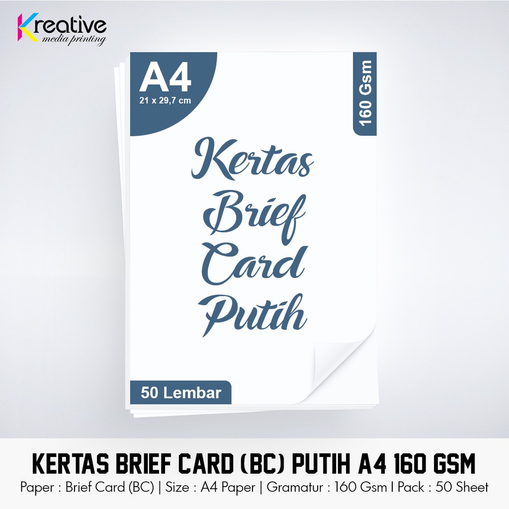 

Kertas Brief Card Putih (A4 / 160 Gsm / 1 pack = 50 lbr)