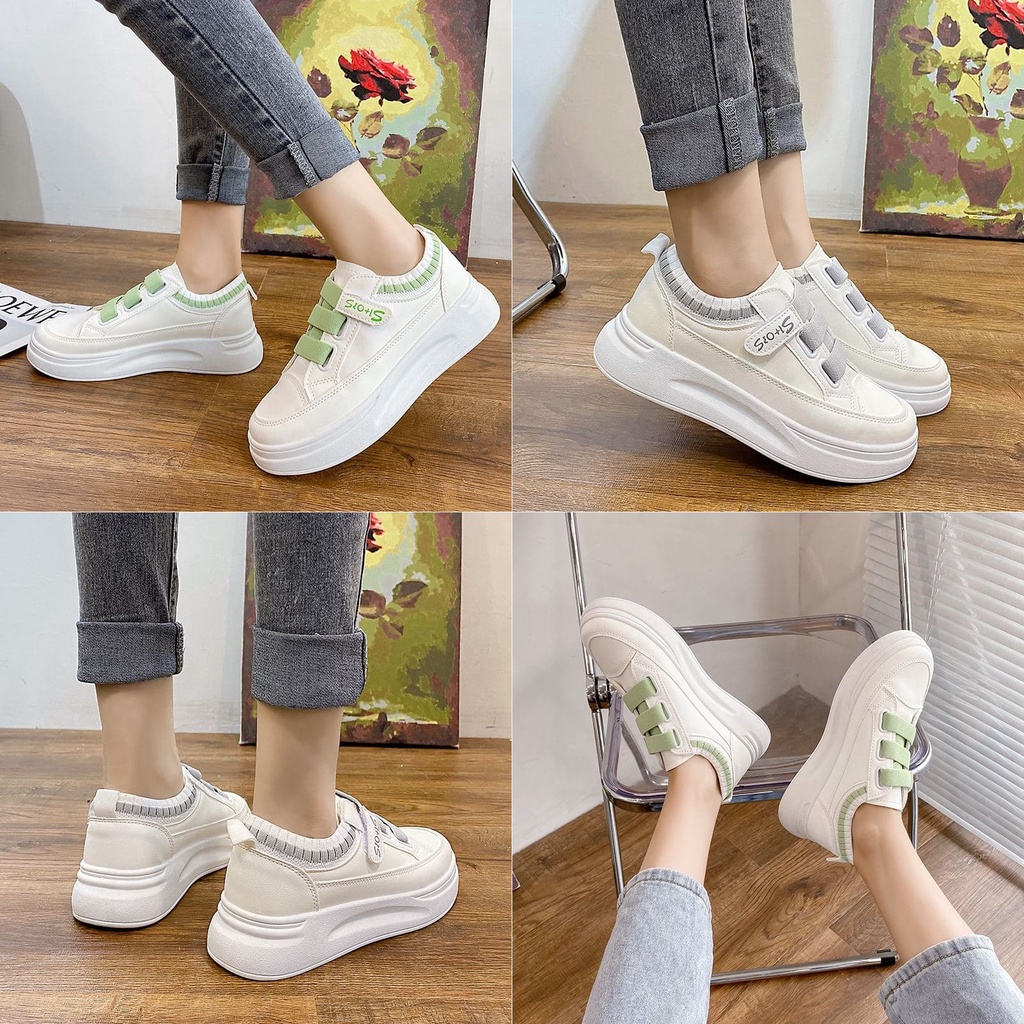 SOVELLA Joice Sepatu Sneakers Simple Putih Abu-Abu Wanita Import-6