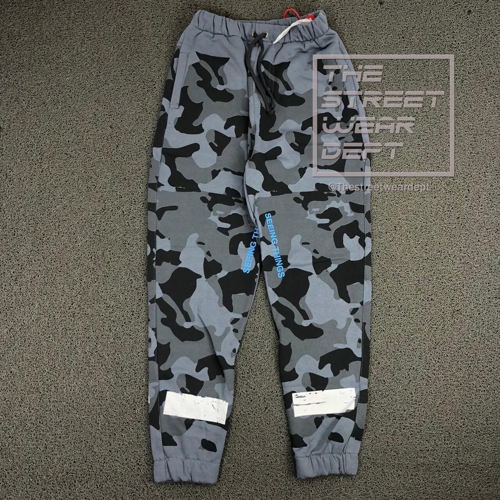 Celana Panjang Jogger Pants Off White Seeing Things Camo Abu-Abu