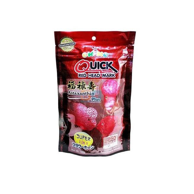 Okiko Merah Quick Red Head Mark Makanan Pakan Pelet Ikan Louhan 100gr