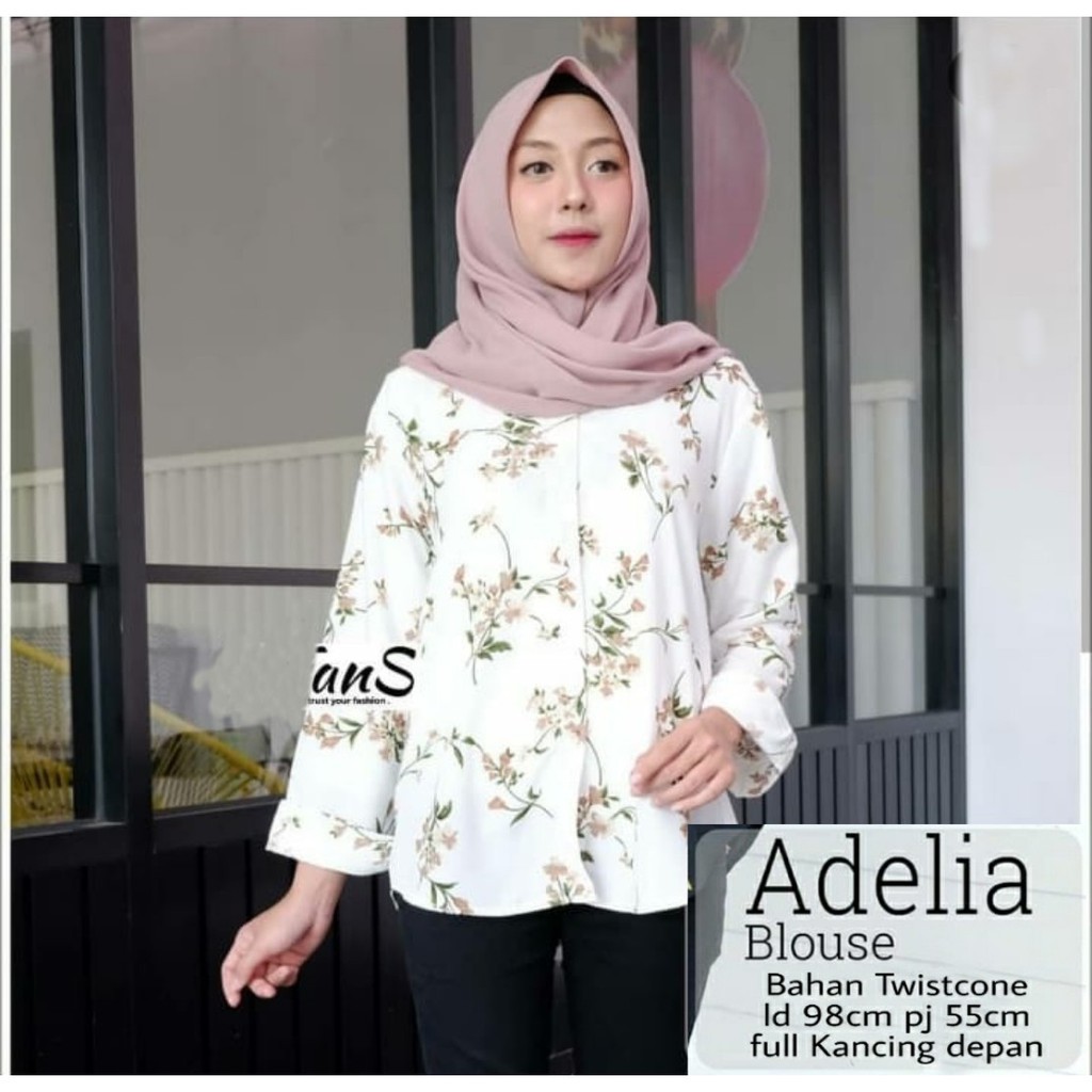 KEM VANES ADELIA BLOUSE MOTIF ASLI CANTIK KEMEJA MONALISA Kemeja Bunga muslim wanita HEL KG