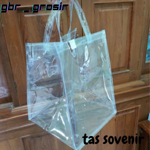 Tas Full Mika Transparan Souvenir Goodie Bag Ukuran Besar P 25 L 25T 25 Muat Box Nasi