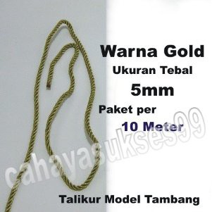 

Talikur Model Tambang Warna Gold Emas tebal 5mm Paket Per 10 Meter Cocok Gantungan Paper Bag Exclus