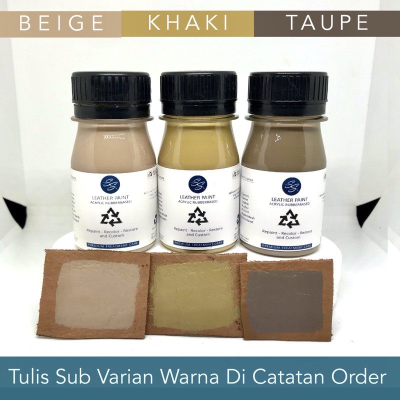 Cat Sepatu Kulit SS Leather Paint - Acrylic Rubber Cat Midsole, Rubber, Boost - Cat Tas Jaket Kulit-Beige/Khaki/Taupe