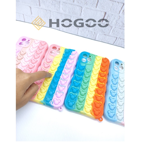HOGOO CASE POP IT SILICONE IPHONE 12 MINI  - CASE PENGHILANG STRESS PUSH IT BUBBLE CASE RAINBOW