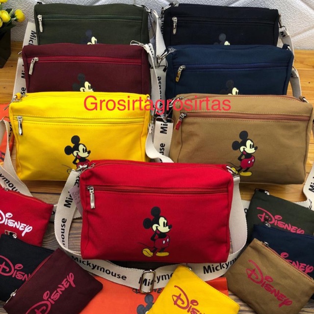 Tas slempang 3 RUANG MICKEY FREE DUSBAG  UK 26x19cm kode 9172-2