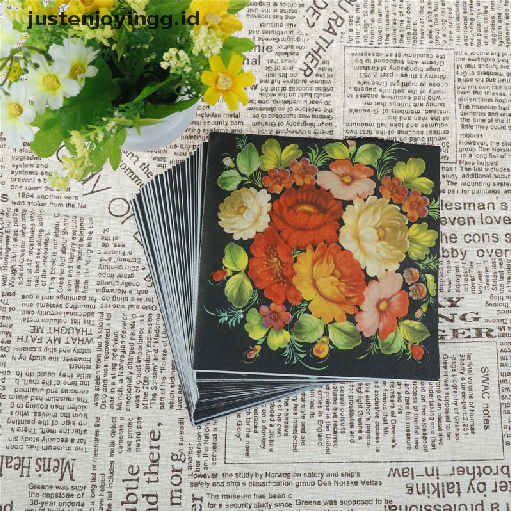 // justenjoyingg.id // floral flower paper napkins event &amp; party tissue cocktail napkins decor serviettes 20pcs ~