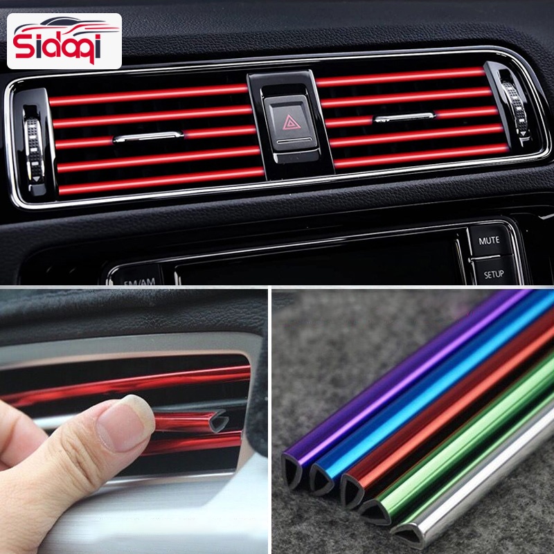 10Piece Strip Trim Moulding AC Bentuk U Panjang 20cm Untuk Dekorasi AC Mobil U-shaped Decoration Bright Strip