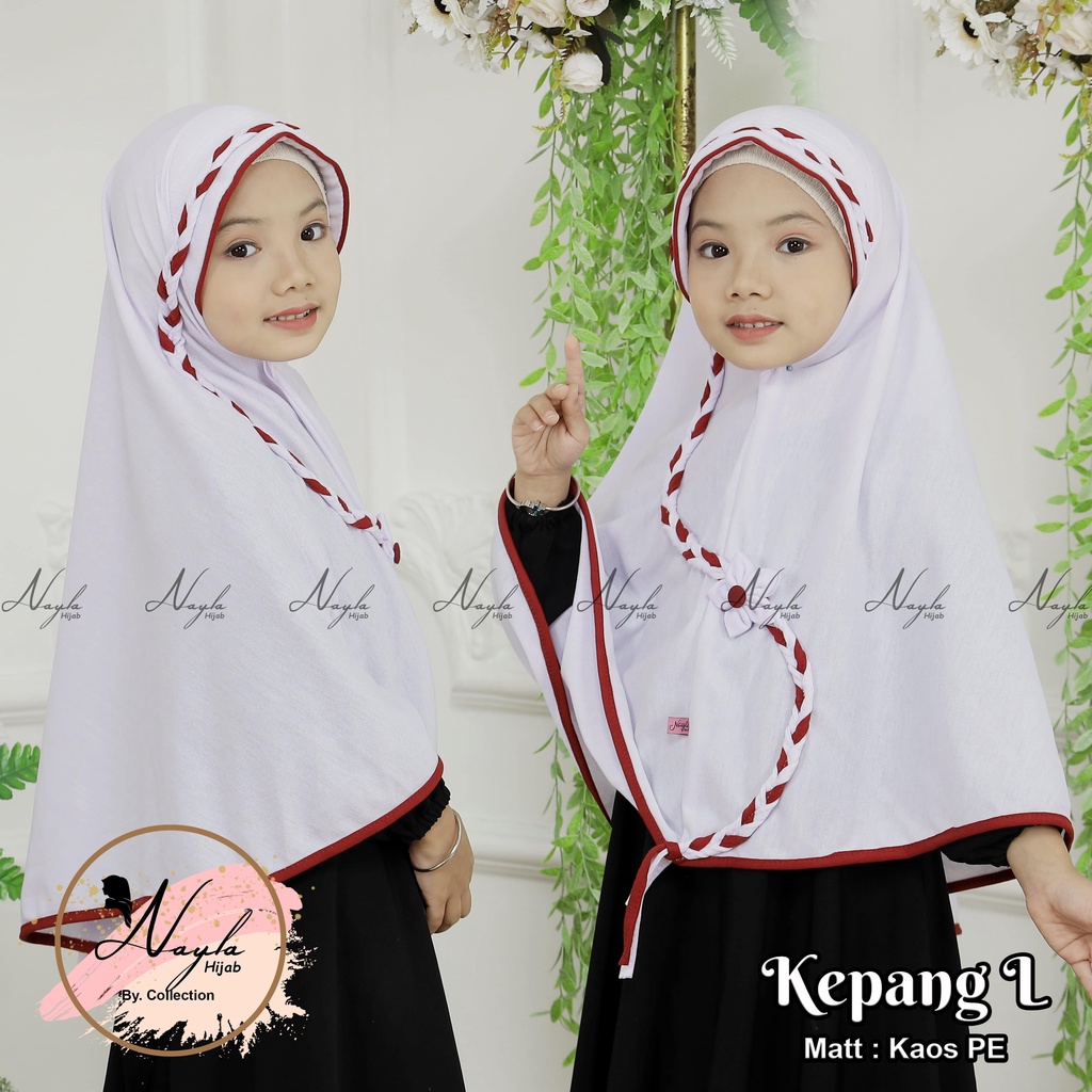 PROMO Kerudung Sekolah SD Kepang Jilbab Sekolah Anak Ukuran L Terbaru Nayla Hijab