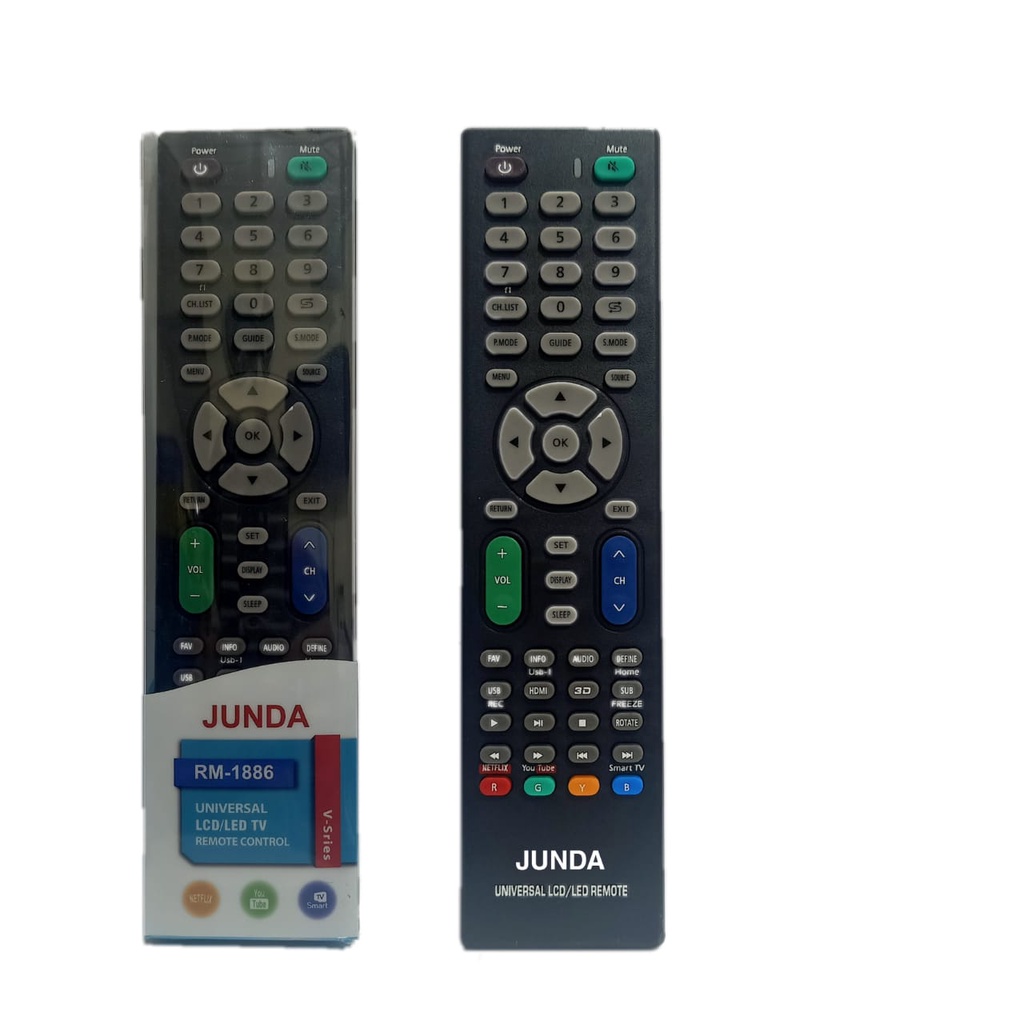 REMOTE LED TV UNIVERSAL BERBAGAI MEREK  REMOTE SMART TV UNIVERSAL JUNDA RM-1886