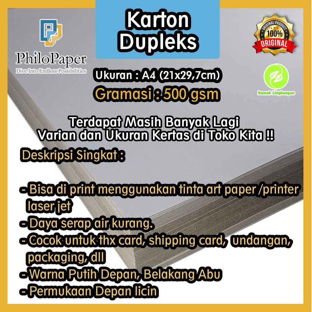 

Kertas Duplex 500 gsm A4