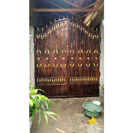 pintu besi full tutup plat plus ornamen | tralis murah | tralis terkini | Tralis model baru |