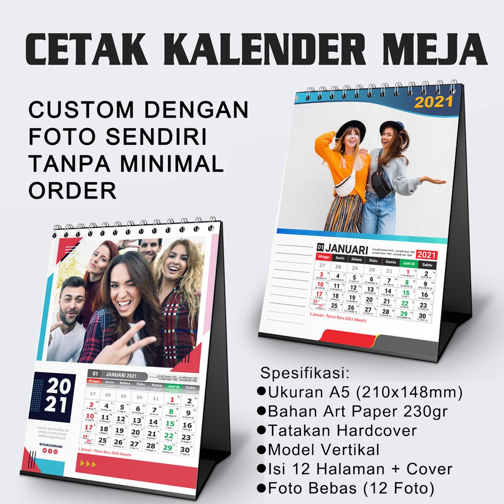 Jual Cetak Kalender Meja Custom Foto 12 Halaman | Shopee Indonesia