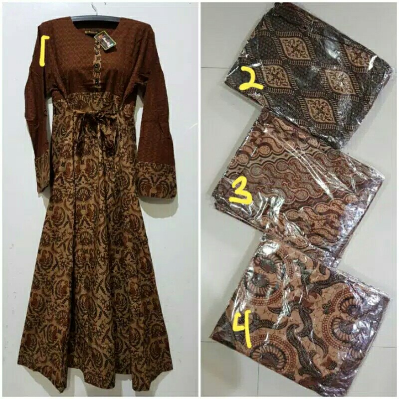 Yuli - Gamis Kencana Ungu Katun Ld 110 Cm/pb 130 Cm Batik Ku Lebel Hitam(kuh)