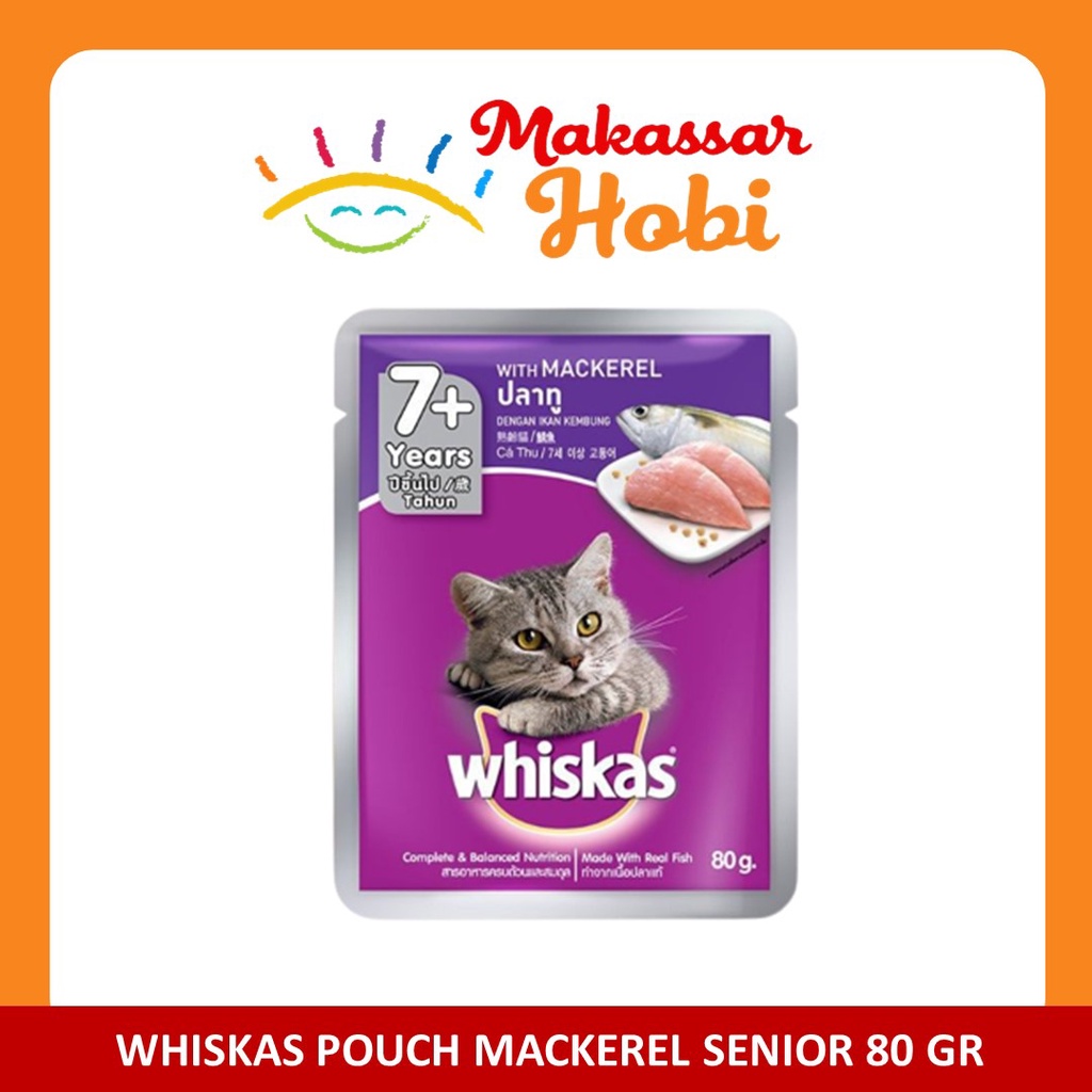 Makanan Kucing WHISKAS ADULT 85gr 85 gr gram Sachet Pouch Saset Basah Rasa Tuna Ocean Fish Mackerel Salmon Senior Murah Wet Catfood Cat Food