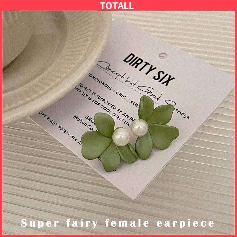 COD Kontras warna cat semprot bunga anting-anting wanita kepribadian sederhana semua-pertandingan anting-anting anting-anting S925 Super Fairy temperamen anting-anting wanita-Totall