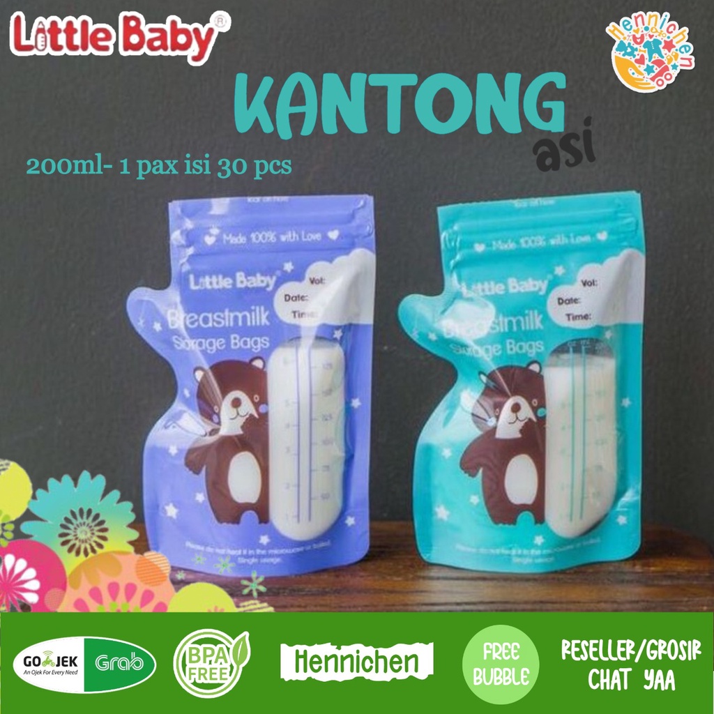 Kantong Asi Little Baby 200ml 30's Breast Milk Storage Bags FREE BUBBLE