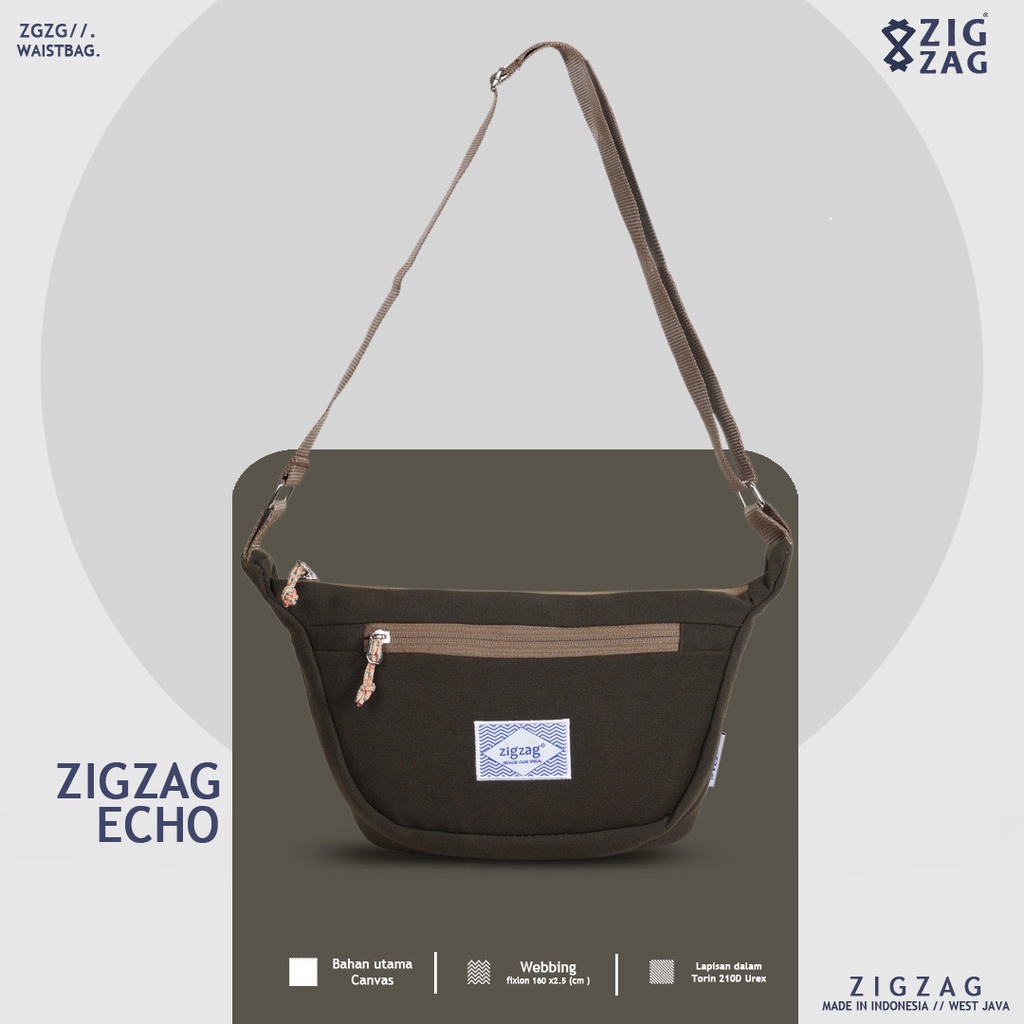 ZIGZAG Echo Brown - Sling Bag Pria / Tas Slempang Kanvas Premium