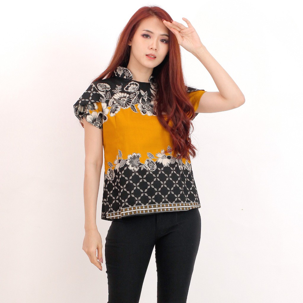 Batik wanita - Atasan blouse batik wanita fashion 569-YELLOW A